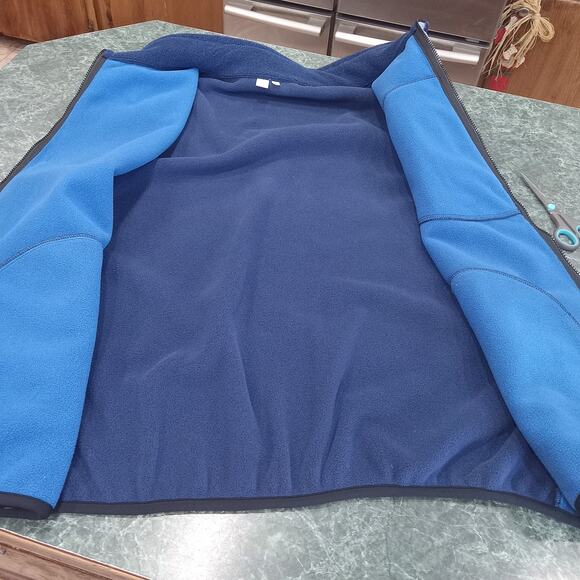 Mens XXL Western Aztec Trim Southwestern Blue Vest Fleece Full Zip Pockets Cozy - Picture 7 of 13